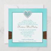 Aqua bleu, invitation blanc de Fête de la mariée (Dos)