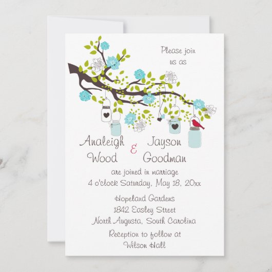 Aqua Bliss Wedding Invitations Kaart (Voorkant)