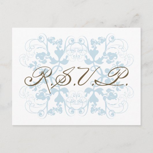 Aqua Bloemen Elegant Chique Bruiloft RSVP Uitnodiging Briefkaart (Voorkant)