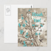 aqua bloemen floral grunge custom briefkaart (Voorkant / Achterkant)