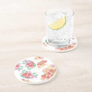 Aqua bloemen zandsteen onderzetter