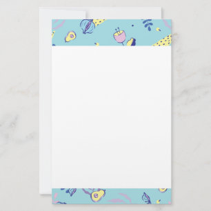 Aqua bloemenpatroon briefpapier