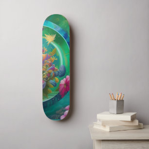 Aqua Bloemige Abstracte Onderwater Tuin Skateboard