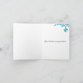 Aqua Blossom met hart Dank je Bedankkaart (Binnen)