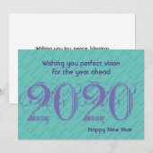 AQUA BLUE 20:20 Vision Moderne Bonne année Carte (Devant / Derrière)