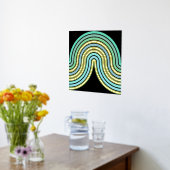 Aqua Blue Abstract Wave Lines Art Pattern Gold Folie Afdrukken (Laag (Keuken))