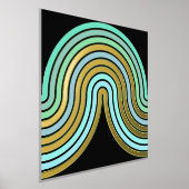 Aqua Blue Abstract Wave Lines Art Pattern Gold Folie Afdrukken (Laagn)