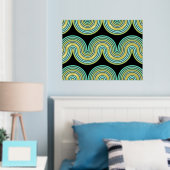 Aqua Blue Abstract Wave Lines Art Pattern Gold Folie Afdrukken (Insitu (Slaapkamer))