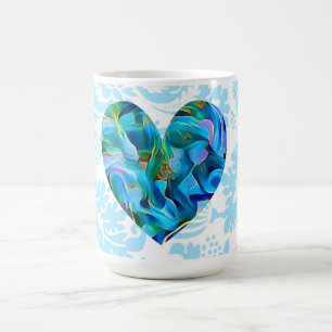 Aqua Blue Abstracte hartslag Mok Cup
