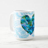 Aqua Blue Abstracte hartslag Mok Cup (Voorkant links)