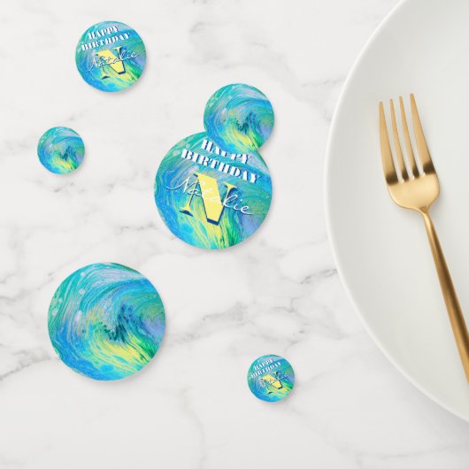 Aqua Blue Acrylic Flow Art Confetti (Groep)