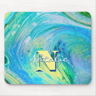 Aqua Blue Acrylic Flow Art Muismat