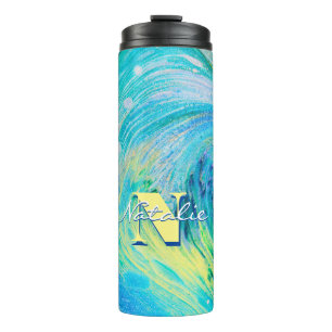 Aqua Blue Acrylic Flow Art Thermosbeker