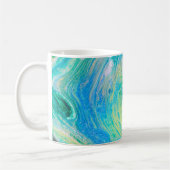 Aqua Blue Acrylique Flux Art Café Mug (Gauche)