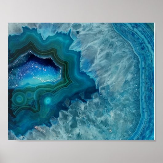 Aqua Blue Agate Crystal Geode Night Light Poster (Voorkant)