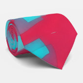 Aqua Blue and Deep Pink Artsy Tie Stropdas (Opgerold)