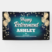 Aqua Blue and Gold Happy Retirement Spandoek (Horizontaal)