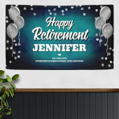 Aqua Blue and Silver Happy Retirement Spandoek
