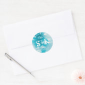 Aqua Blue aquarelle Autocollants de mariage initia (Enveloppe)
