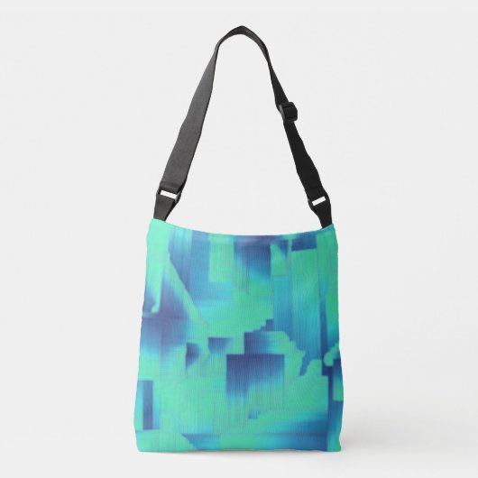 Aqua Blue Art Deco Crossbody Tas (Voorkant)