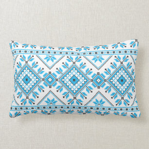 Aqua Blue Aztec Tribal Ethnic Geometric Pattern Kussen