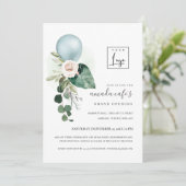 Aqua Blue Balloon Flora Logo Grand Invitation d'ou (Debout devant)