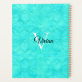Aqua Blue Batik Élégant Monogramme Nom Planificate (Dos)