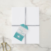 Aqua Blue Beach Guest Favor Dank u - Cadeaulabel (Met Touw)
