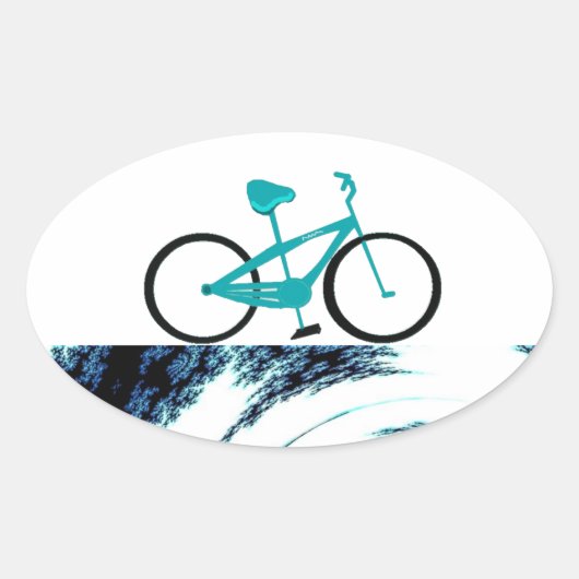Aqua Blue Bicycle Ovale Sticker (Voorkant)