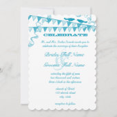 Aqua Blue Bird Bunting Pennant Invitations de mari (Devant)