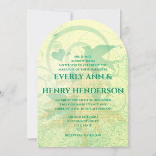 Aqua Blue Birds & Pine Trees Invitations de mariag