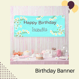 Aqua Blue Birthday Spandoek