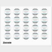 Aqua Blue Black Damask Adresse Mariage Stickers (Feuille)