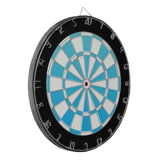 Aqua Blue Black en White Dartbord (Voorkant Links)