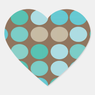 Aqua Blue Blauwgroen en Brown Modern Stippen Patro Hart Sticker