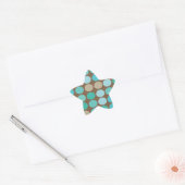 Aqua Blue, Blauwgroen en bruin Stip Pattern Modern Ster Sticker (Envelop)