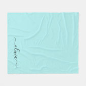 Aqua Blue Blauwgroen Girly Script Monogram Name Mo Fleece Deken (Voorkant (Horizontaal))