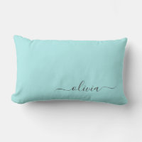 Aqua Blue Blauwgroen Girly Script Monogram Name Mo