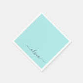 Aqua Blue Blauwgroen Girly Script Monogram Name Mo Servet (Hoek)