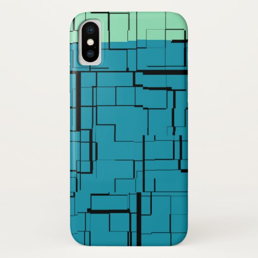 Aqua Blue Blauwgroen Green Modern Pattern Case-Mate iPhone Case (Achterkant)