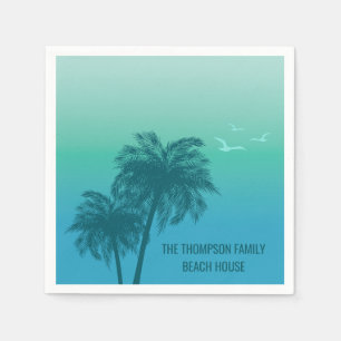Aqua Blue Blauwgroen groene palmbomen Tropische zo Servet
