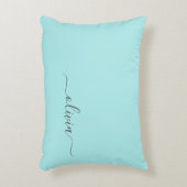 Aqua Blue Blauwgroen modern script meisjesmonogram Accent Kussen (Voorkant(Verticaal))