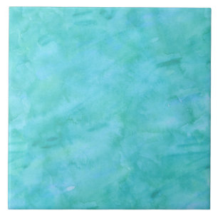 Aqua Blue Blauwgroen Waterverf Textielpatroon Tegeltje