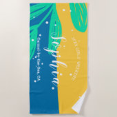 Aqua Blue Boys Meisjes Weekend gepersonaliseerde n Strandlaken (Voorkant)