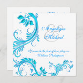 Aqua blue bruiloft verloving kaart (Voorkant / Achterkant)