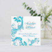 Aqua blue bruiloft verloving kaart (Staand voorkant)