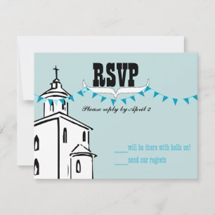 Aqua Blue Bunting We gaan naar de Chapel RSVP Kaartje