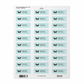 Aqua Blue Butterfly Waterverf Natuur Etiket (Full Sheet)