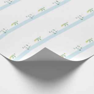 Aqua Blue Cabana Strepen Palm Beach Club Cadeaupapier