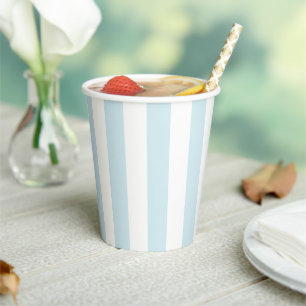 Aqua Blue Cabana Stripes Verjaardag Papieren Bekers